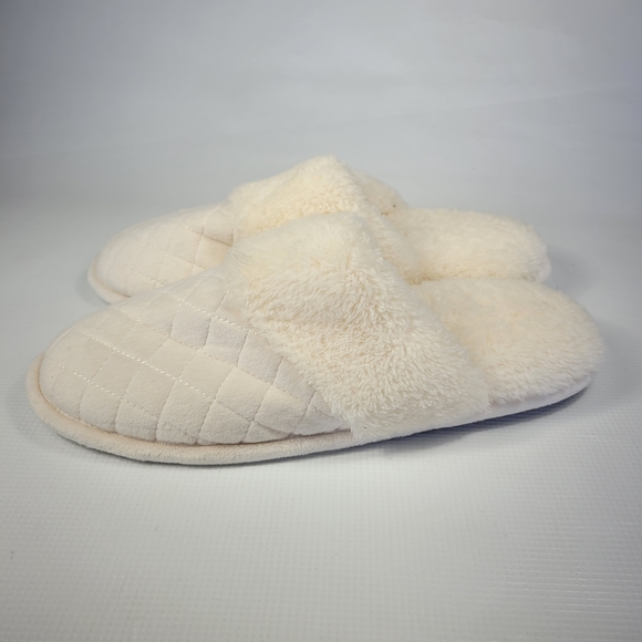 Dearfoams Women's Quilted Vamp Cream Terry Lining Slippers Size XL (11-12) - Picture 4 of 9
